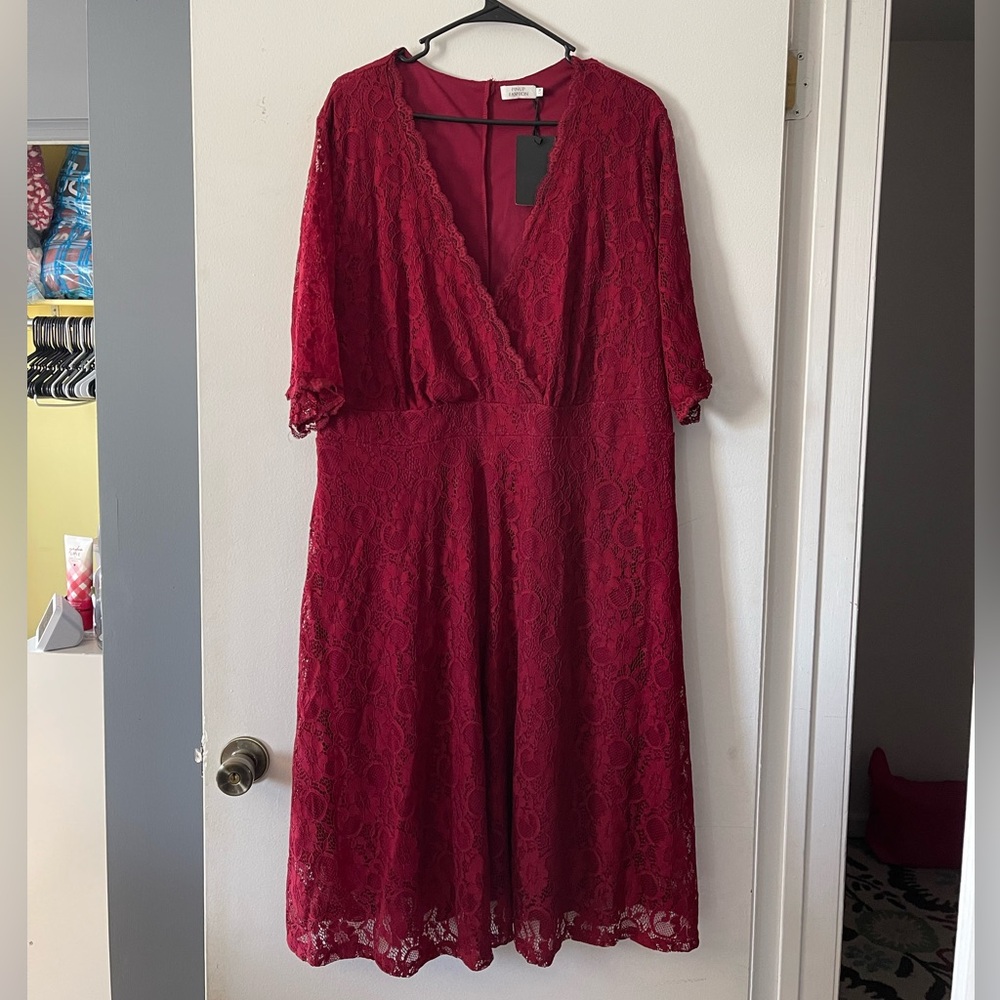 Red/maroon lace dress